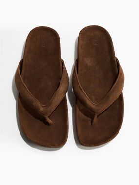 NWT H&M Premium Selection Leather Flip-Flops Sz 10/41 (dark Brown)